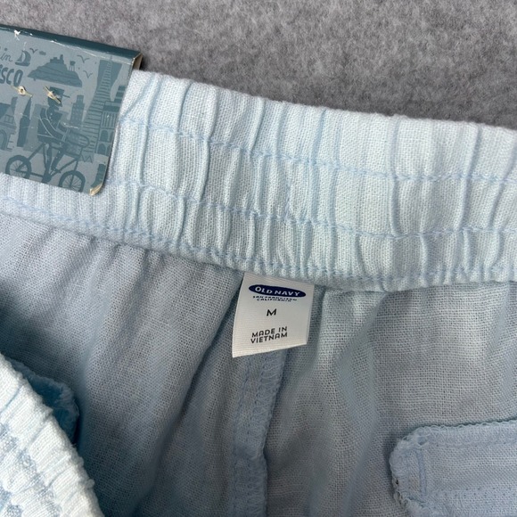 Old Navy Linen Blend Drawstring Shorts Light Blue Mid Rise Womens Sz Medium NWT - Picture 2 of 12